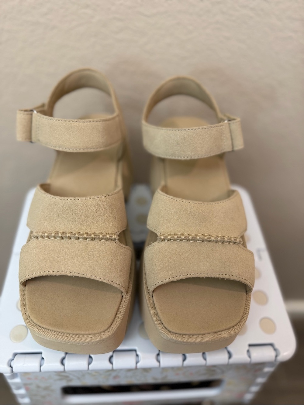 UGG Women's Tan Suede Platform Sandals with Ankle Strap